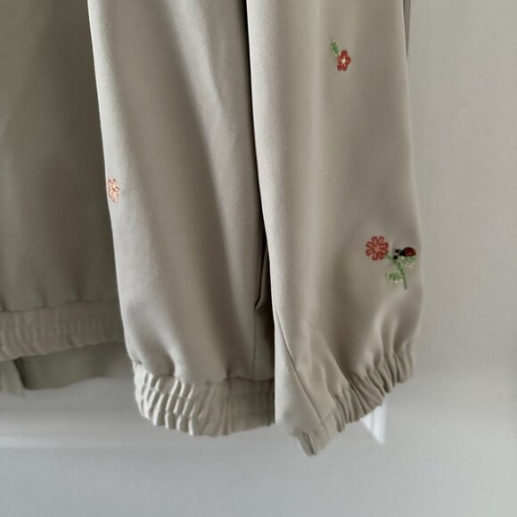 Vintage Alfred Dunner Tan Flower Embroidered Windbreaker Zip Jacket Plus Size 16 - Picture 14 of 16